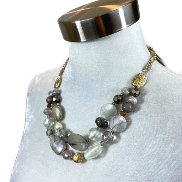NWT Dress Barn Mixed Media‎ Necklace Silver & Gold - Picture 2 of 6